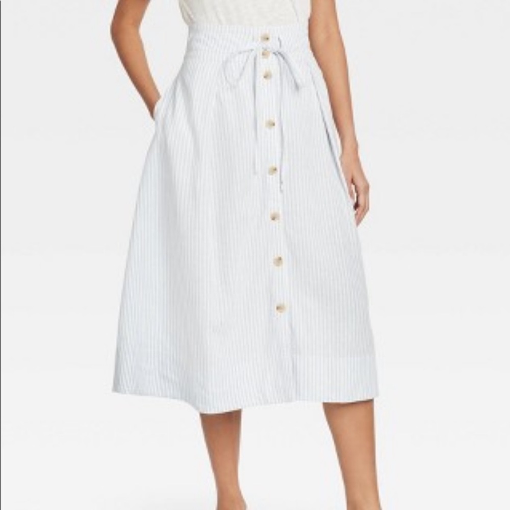 A New Day Women's Midi A-Line Linen Skirt